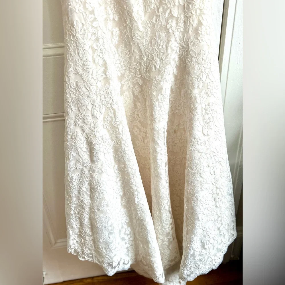 NWT Mikaella Bridal Light Ivory Lace Wedding Dress Size 6 - Picture 7 of 17